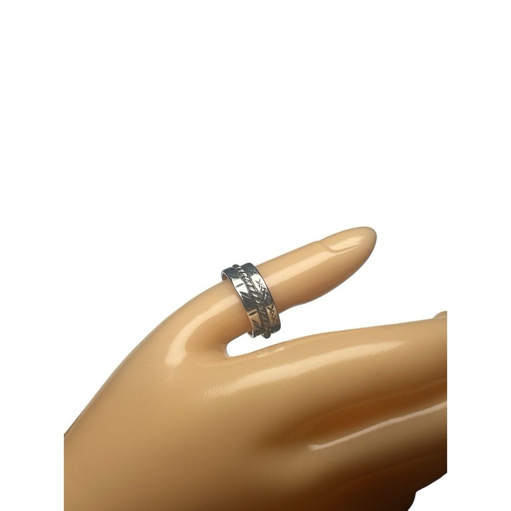 Sterling Silver Patterned Ring Stack, 3 Rings, 4g… - image 4